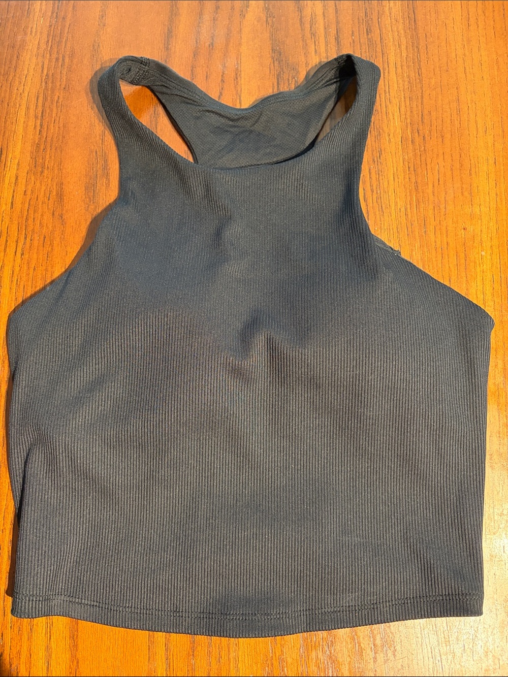 all in motion Black Ribbed Racerback Crop Tank